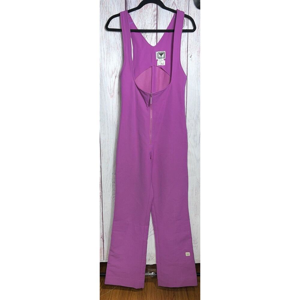 Vintage Obermeyer Womens Ski Bib Fitted Jumpsuit Pink Straight Leg Size 12R Wool